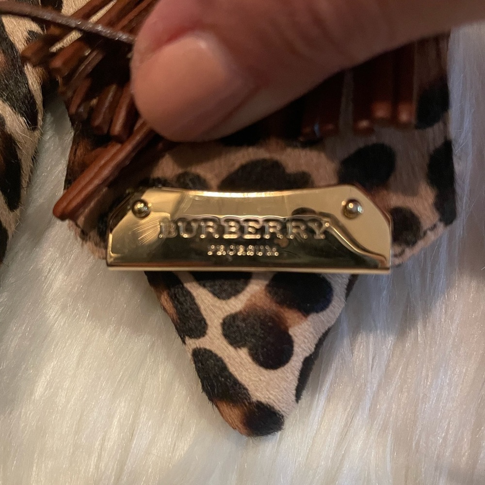 Burberry Leopard Wedge Heels with Maroon Tassels -  sz 38 - Picture 3 of 6